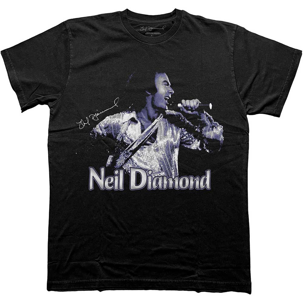Neil Diamond Unisex T-Shirt Singing Black (XXL)