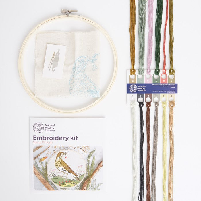 Natural History Museum 8" Embroidery Kit - Song Thrush