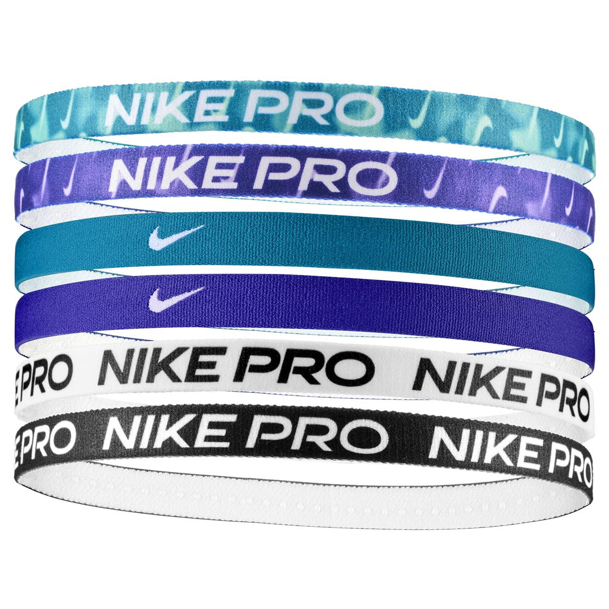 Nike Flex Classic Headbands Printed White/Black/Green/Purple (6pk)