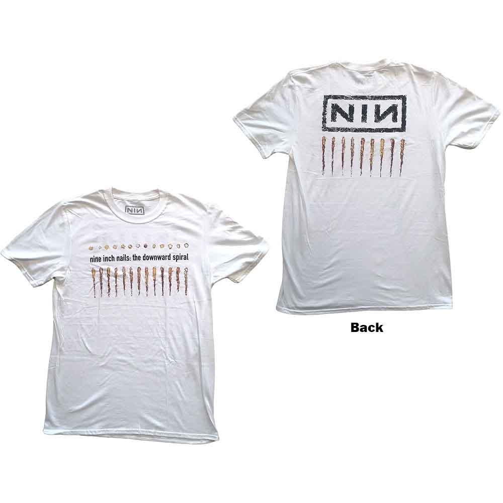 Nine Inch Nails Unisex T-Shirt Downward Spiral (Back Print) White (M)