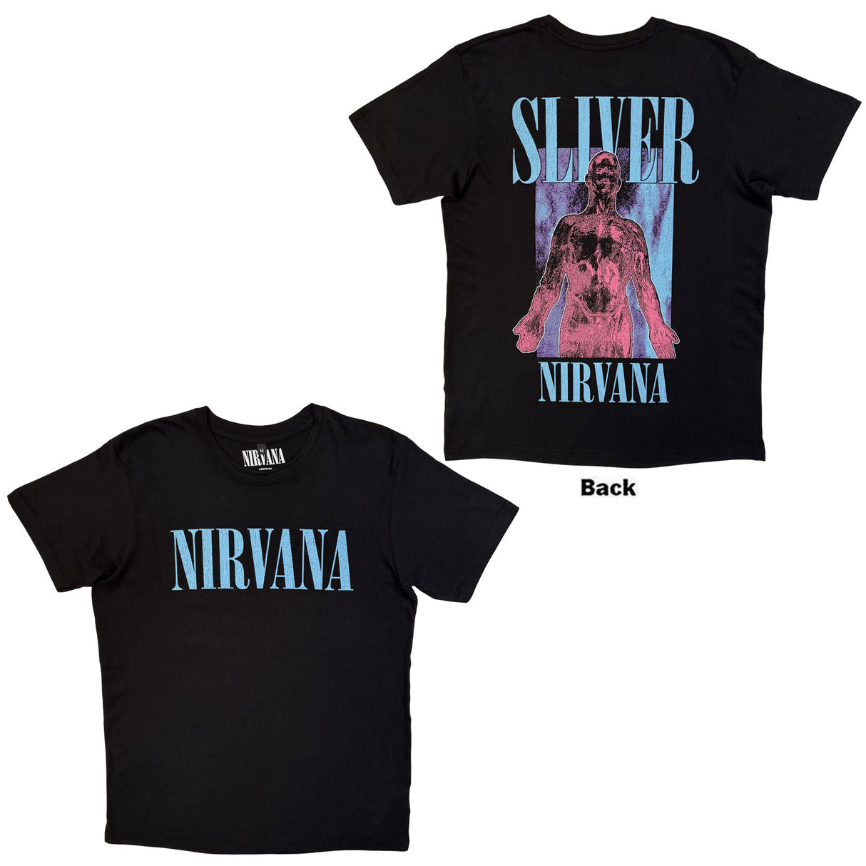 Nirvana Unisex Carbon T-Shirt Silver (Back Print) Silver (XL)
