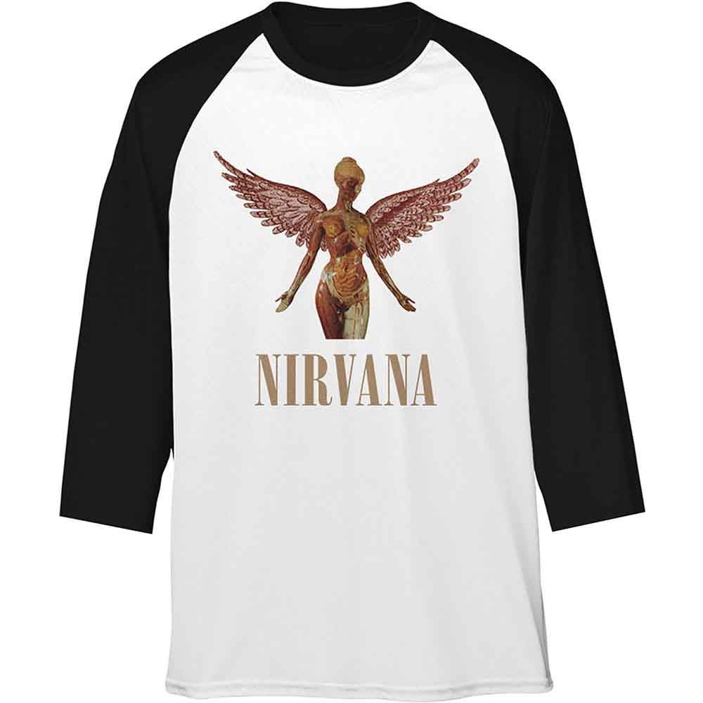 Nirvana Unisex Raglan T-Shirt Triangle in Utero Black/White (XXL)