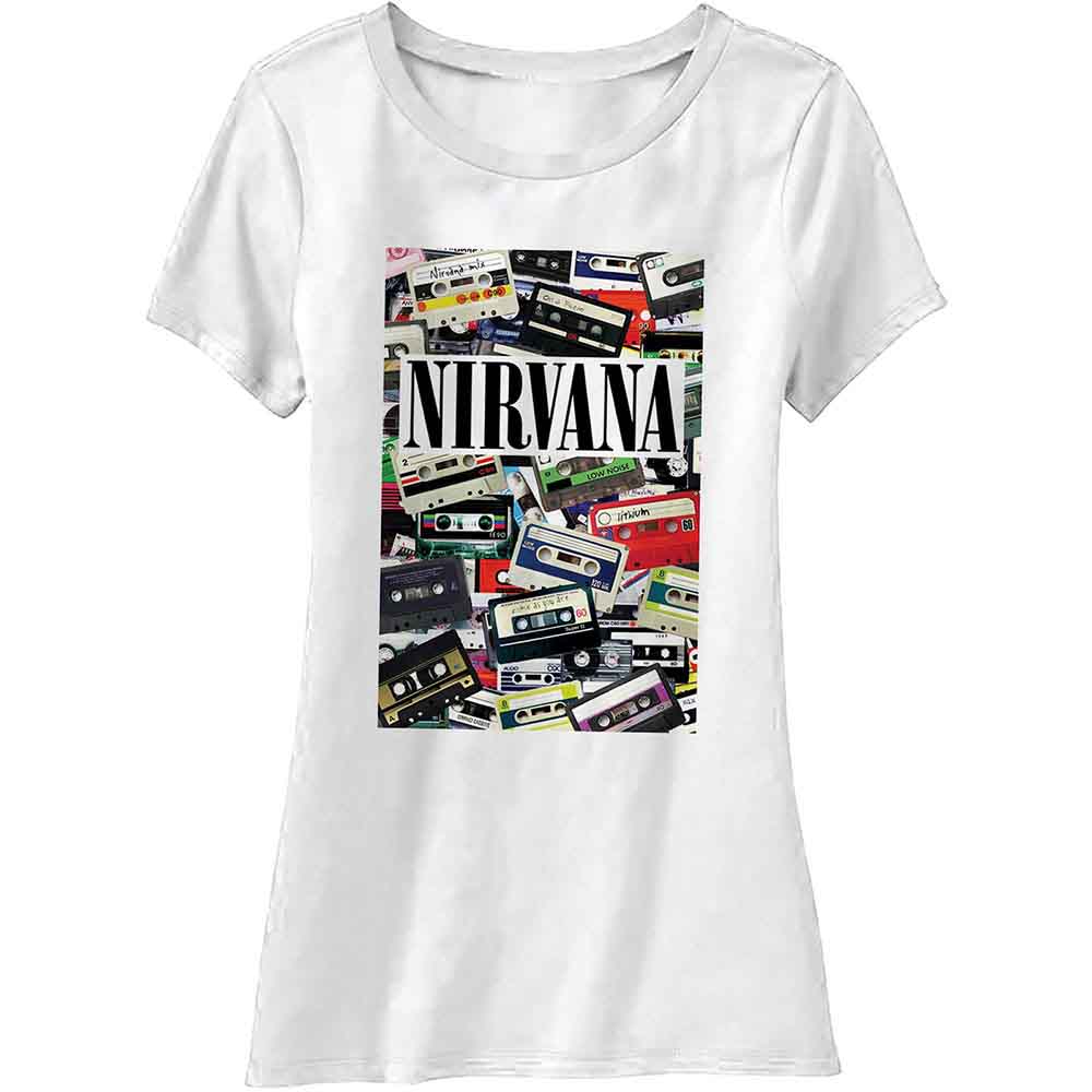 Nirvana Ladies T-Shirt Cassettes White (L)