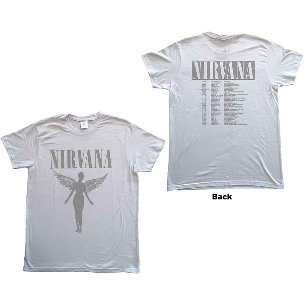 Nirvana Unisex T-Shirt In Utero Tour (Back Print) White (M)