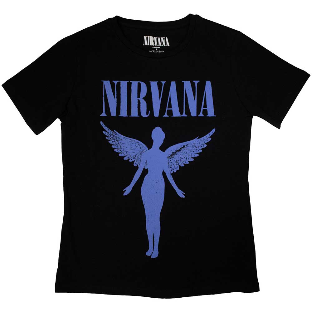Nirvana Ladies T-Shirt Angelic Blue Mono Black (XXL)