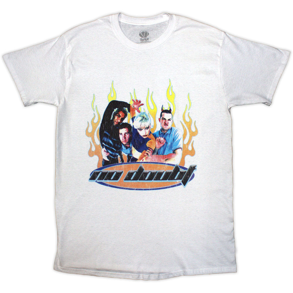 No Doubt Unisex T-Shirt Flames White (XL)