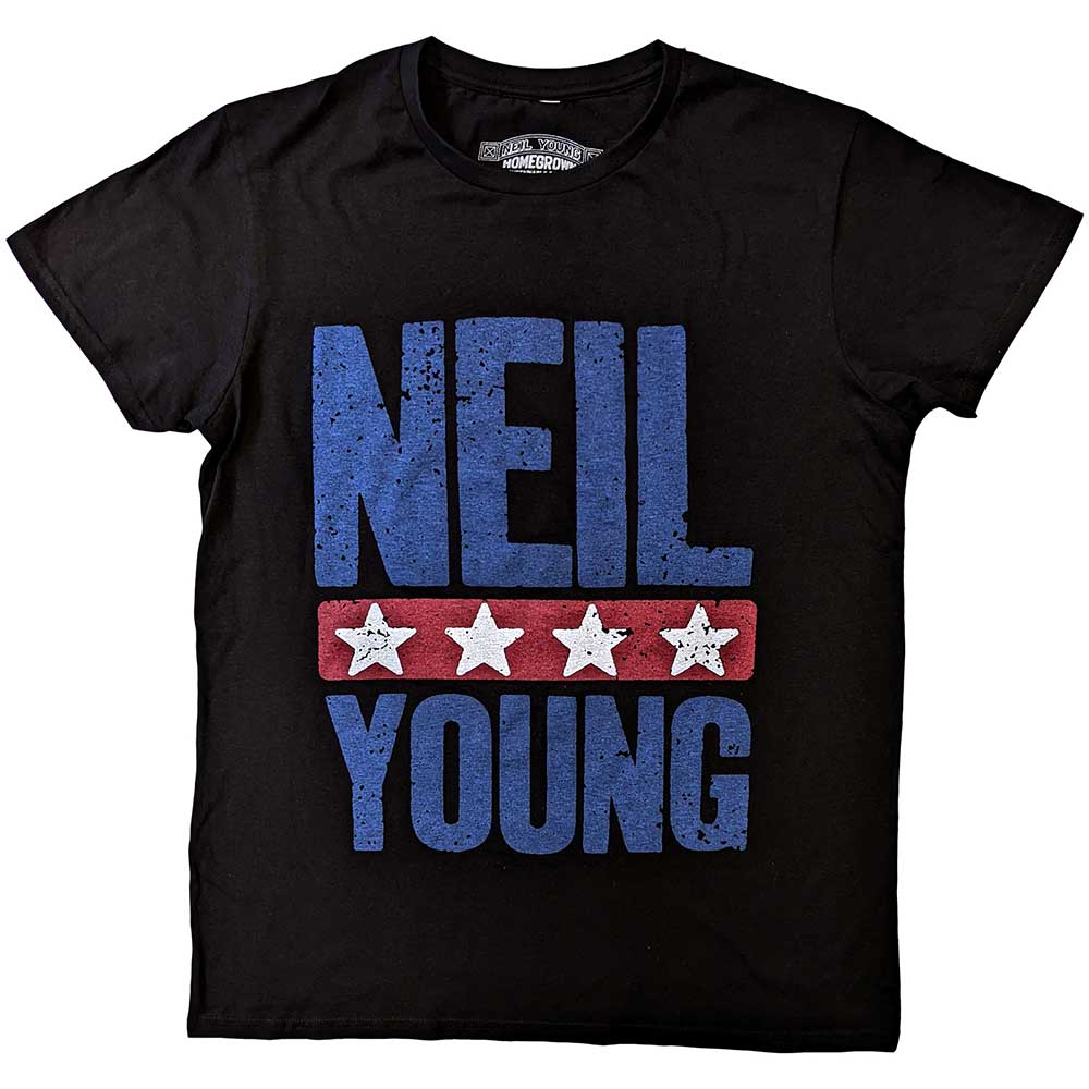 Neil Young Unisex T-Shirt Stars Logo Black (XL)