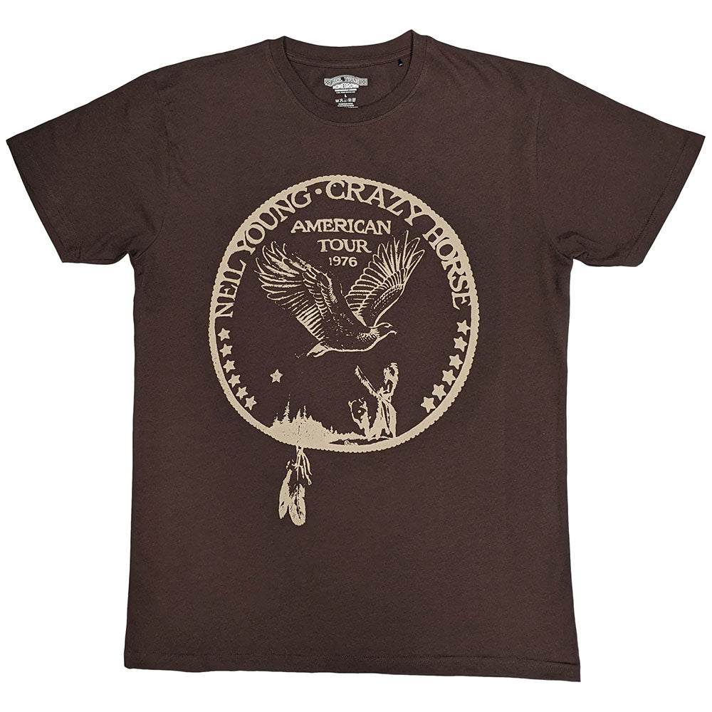 Neil Young Unisex T-Shirt Tour 76 Seal Brown (XL)