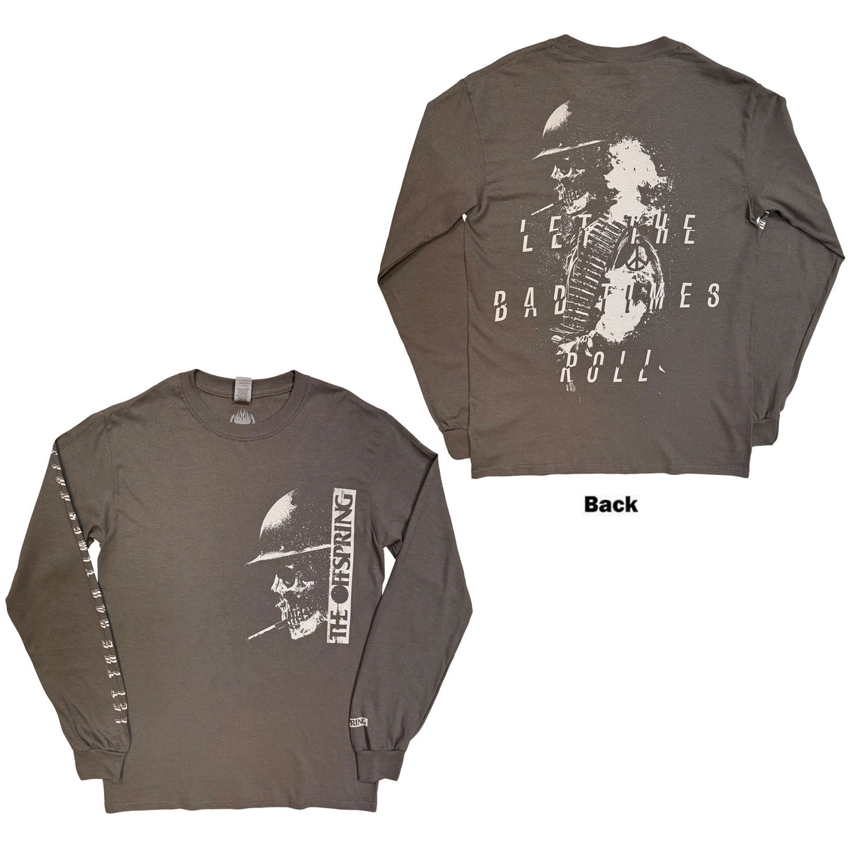 The Offspring Unisex Long Sleeve T-Shirt Skull (Back Print) Black (XXL)