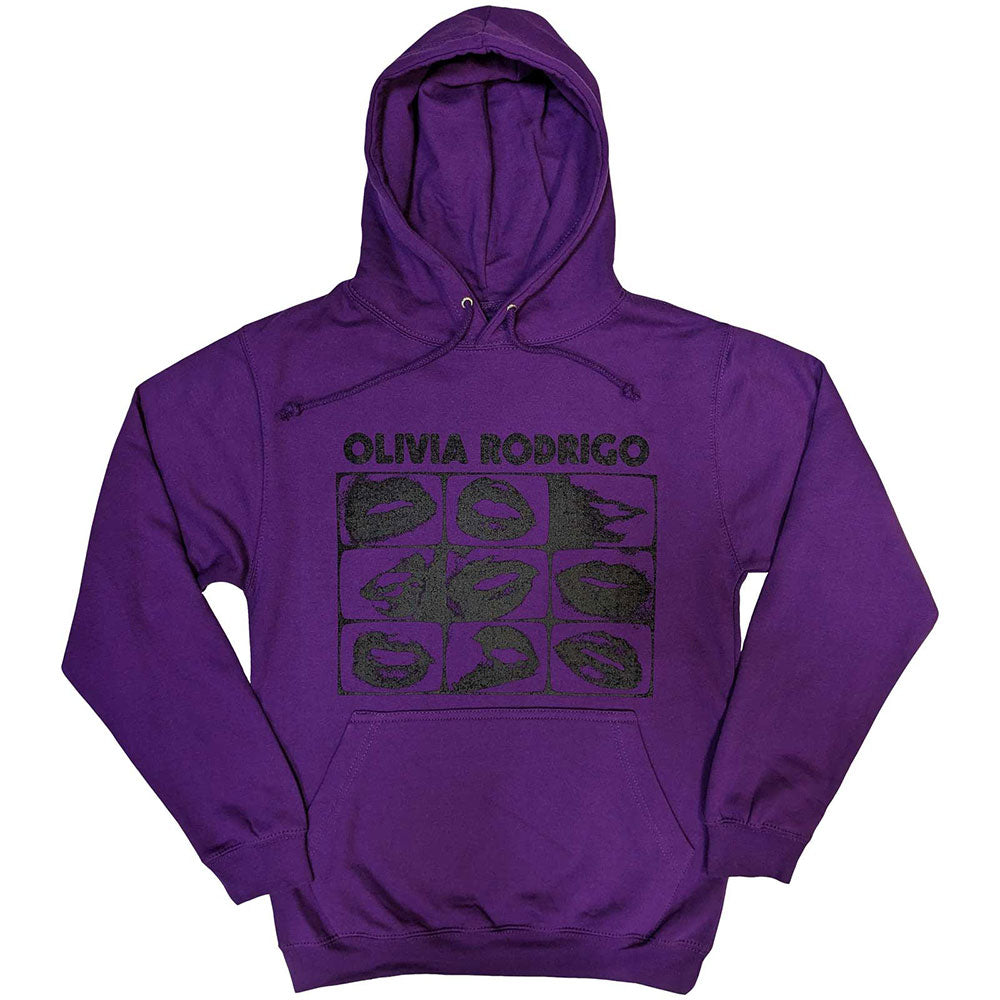 Olivia Rodrigo Unisex Pullover Hoodie Threshold Lips Grid Purple (L)