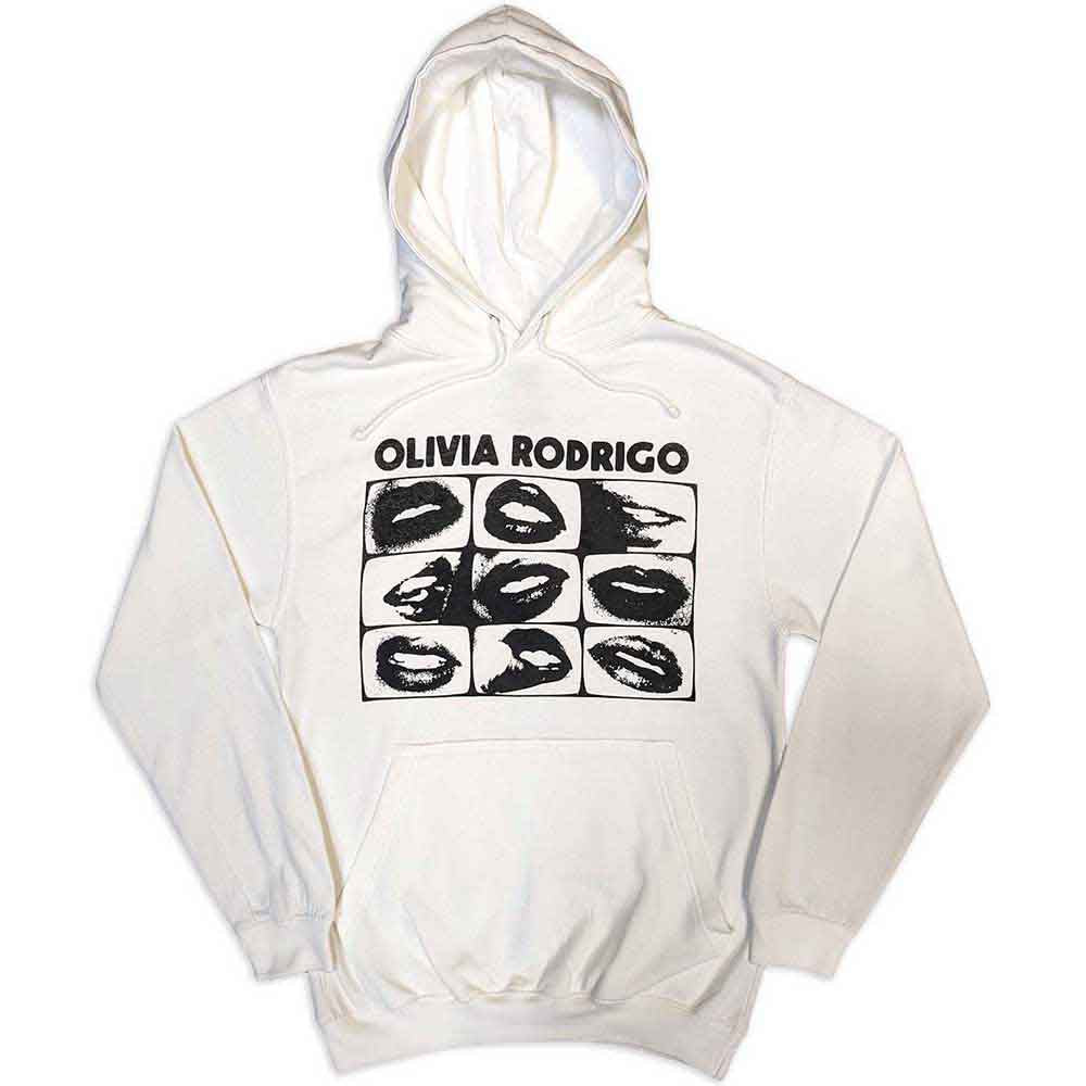 Olivia Rodrigo Unisex Pullover Hoodie Threshold Lips Grid White (L)