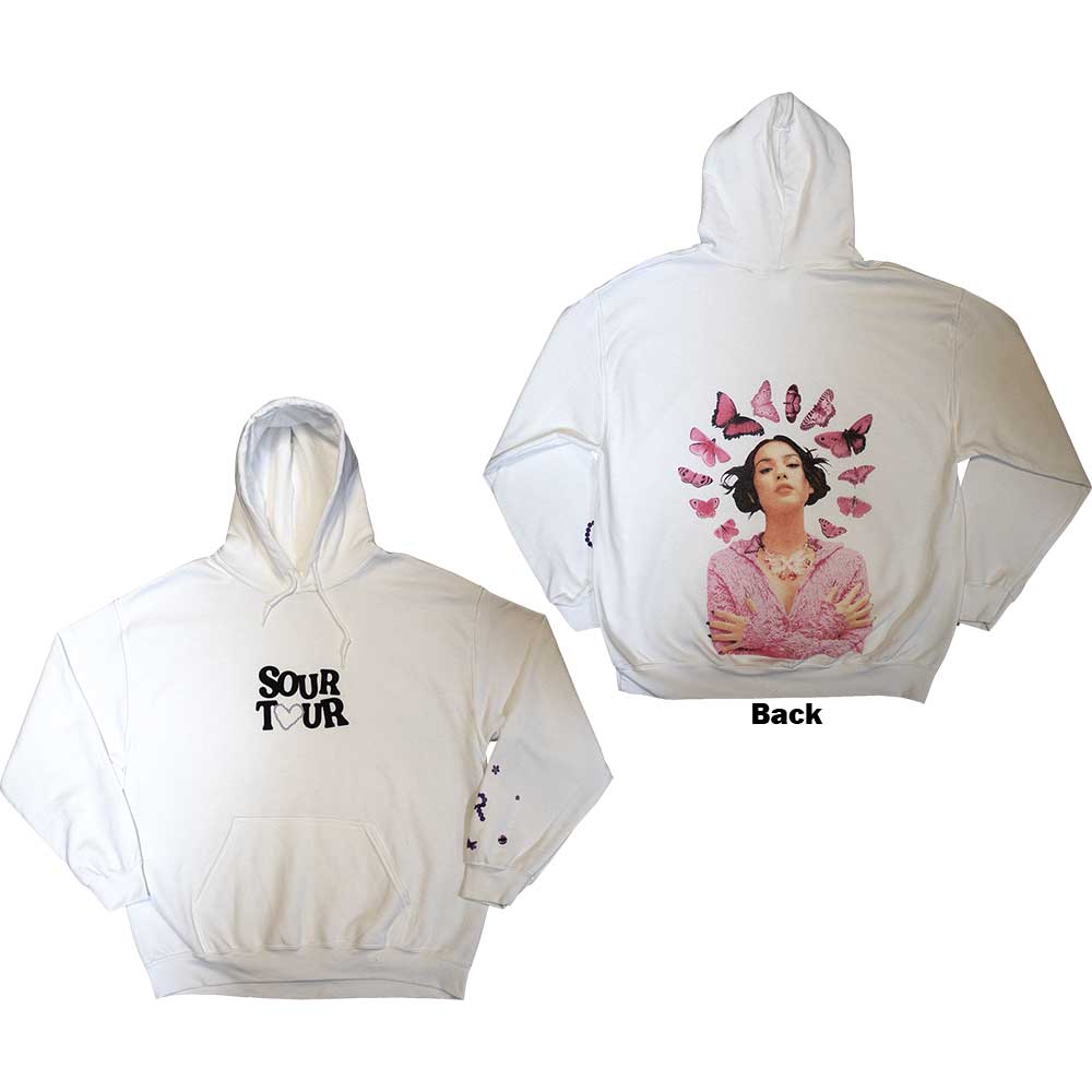 Olivia Rodrigo Unisex Pullover Hoodie Butterfly Halo (Back Print) White (L)