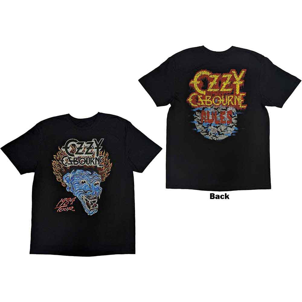 Ozzy Osbourne Unisex T-Shirt Bark At The Moon Tour '84 (Back Print) Black (XL)