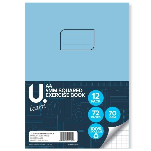 U.Learn A4 Exercise Book 5mm Squared 36shts