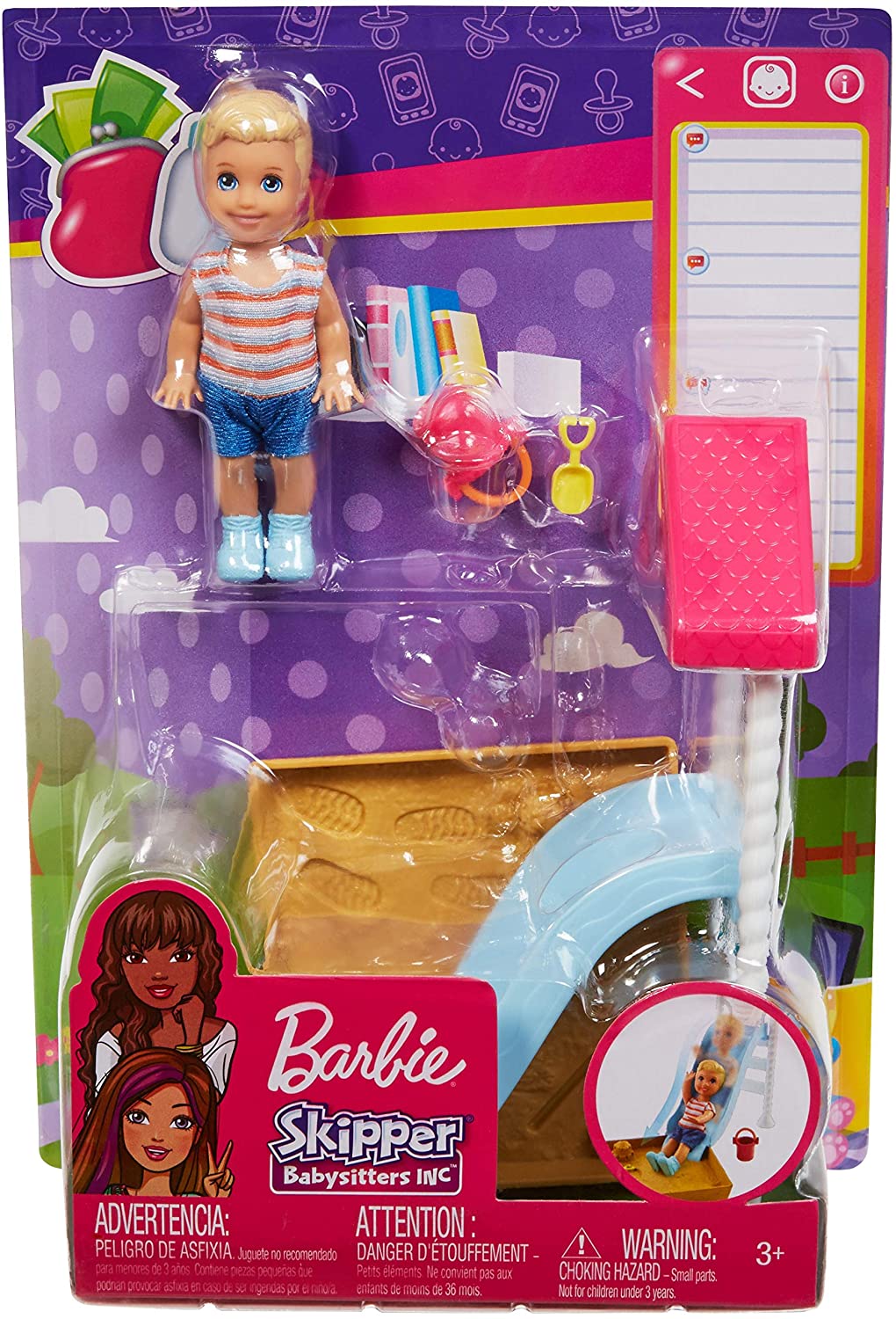 Mattel Barbie Skipper Babysitters Doll and Playset Small Slide & Sandbox