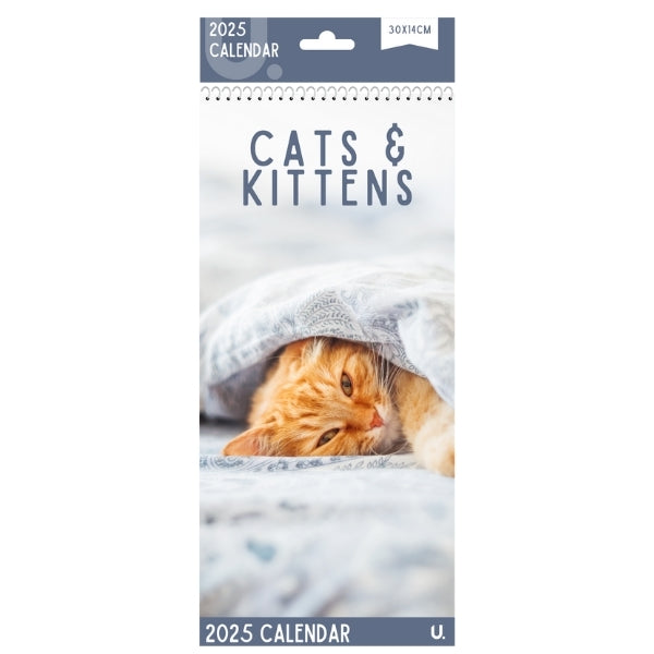 Martello 2025 Slim Calendar 30cm x 14cm - Cats & Kittens