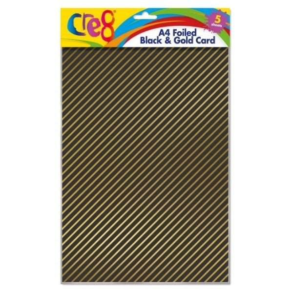 Cre8 A4 Foiled Black & Gold Card 5shts