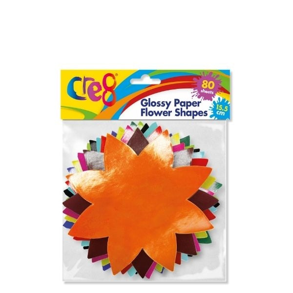Cre8 Glossy Paper Flower Shapes 15cm Multicoloured (80pk)