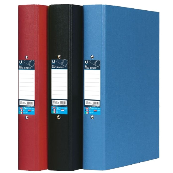 U.File A4 Ring Binder Black/Blue/Red (3pk)