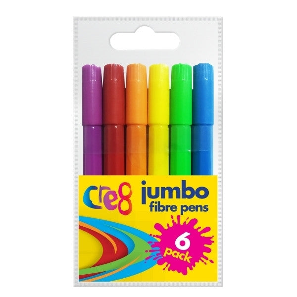 Cre8 Jumbo Fibre Tip Coloured Pens (6pk)