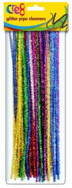 Cre8 Glitter Pipe Cleaners 30cm Assorted Colours