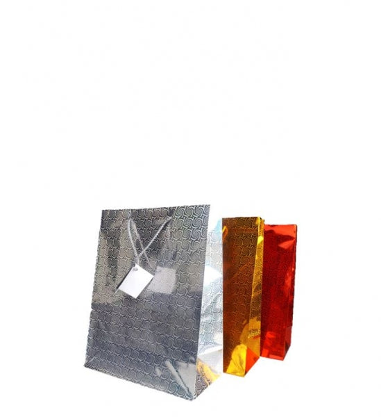 Martello Holographic Gift Bag Small Gold/Silver/Red (3pk)