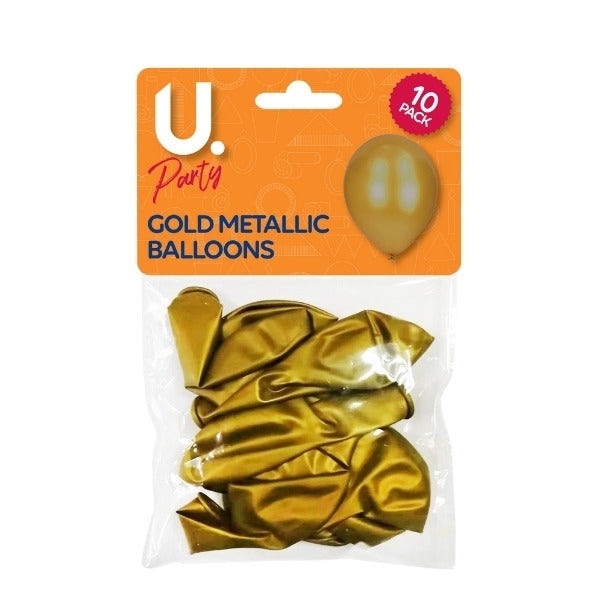 U.Party Metallic Gold Balloons (10pk)