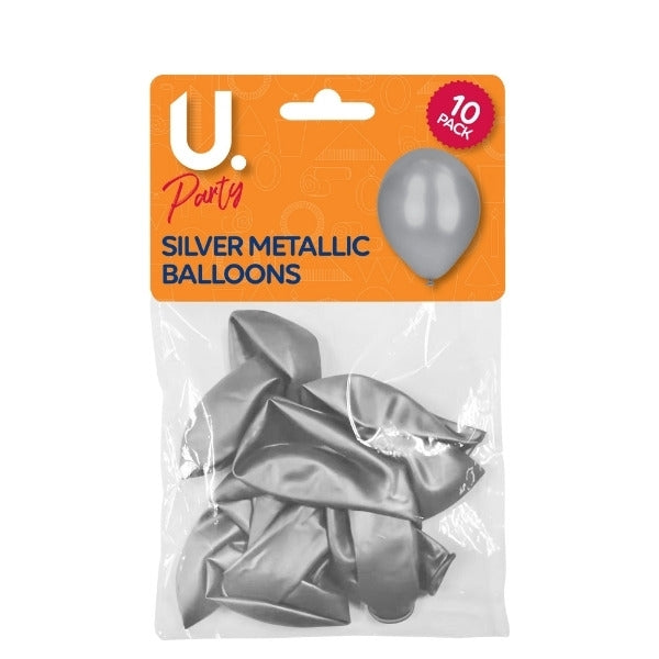 U.Party Metallic Silver Balloons (10pk)