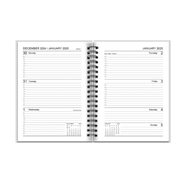 Martello 2025 A5 Week to View Diary Spiral Bound (Classic Colours)