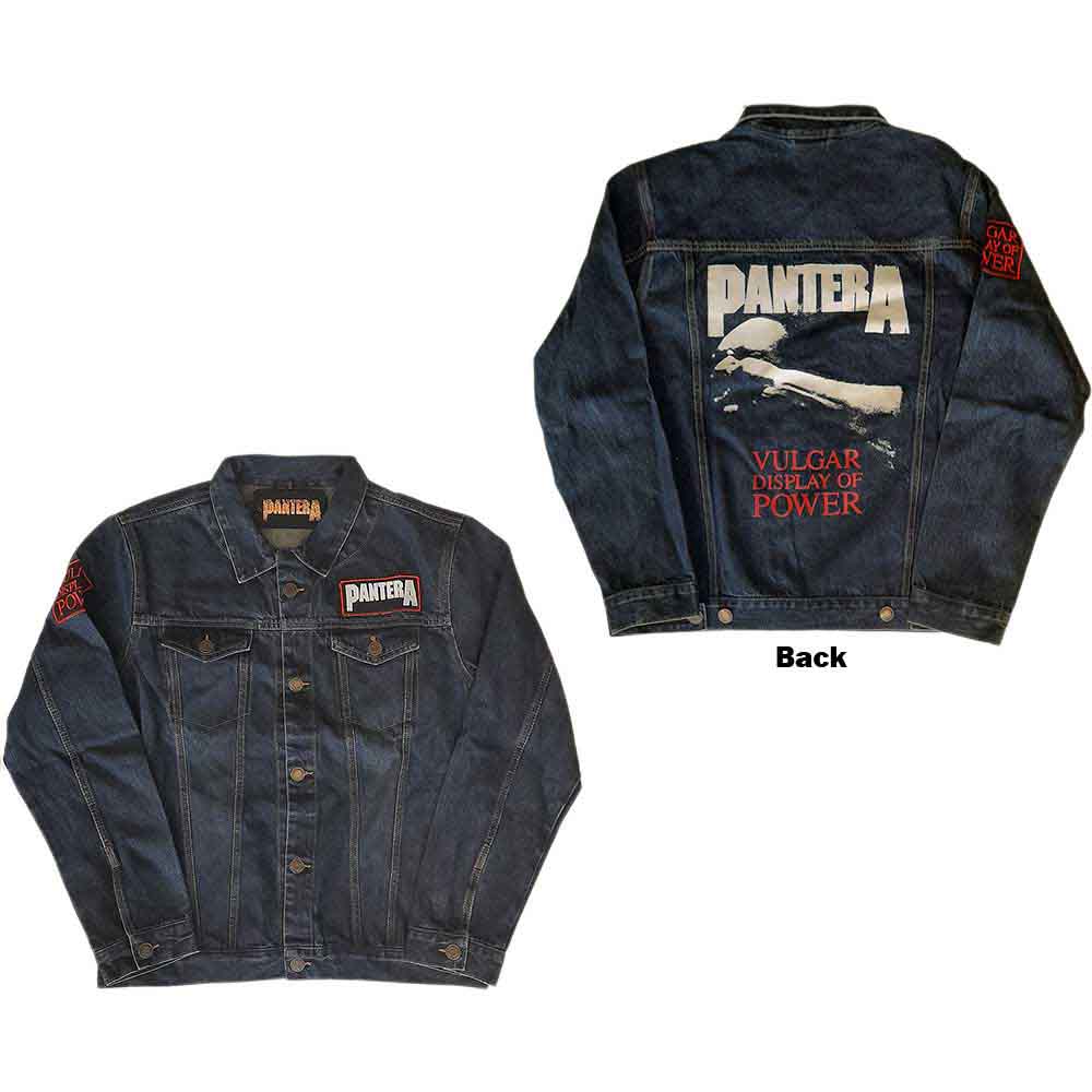 Pantera Unisex Denim Jacket Vulgar Display of Power (Back & Sleeve Print) Blue (XL)