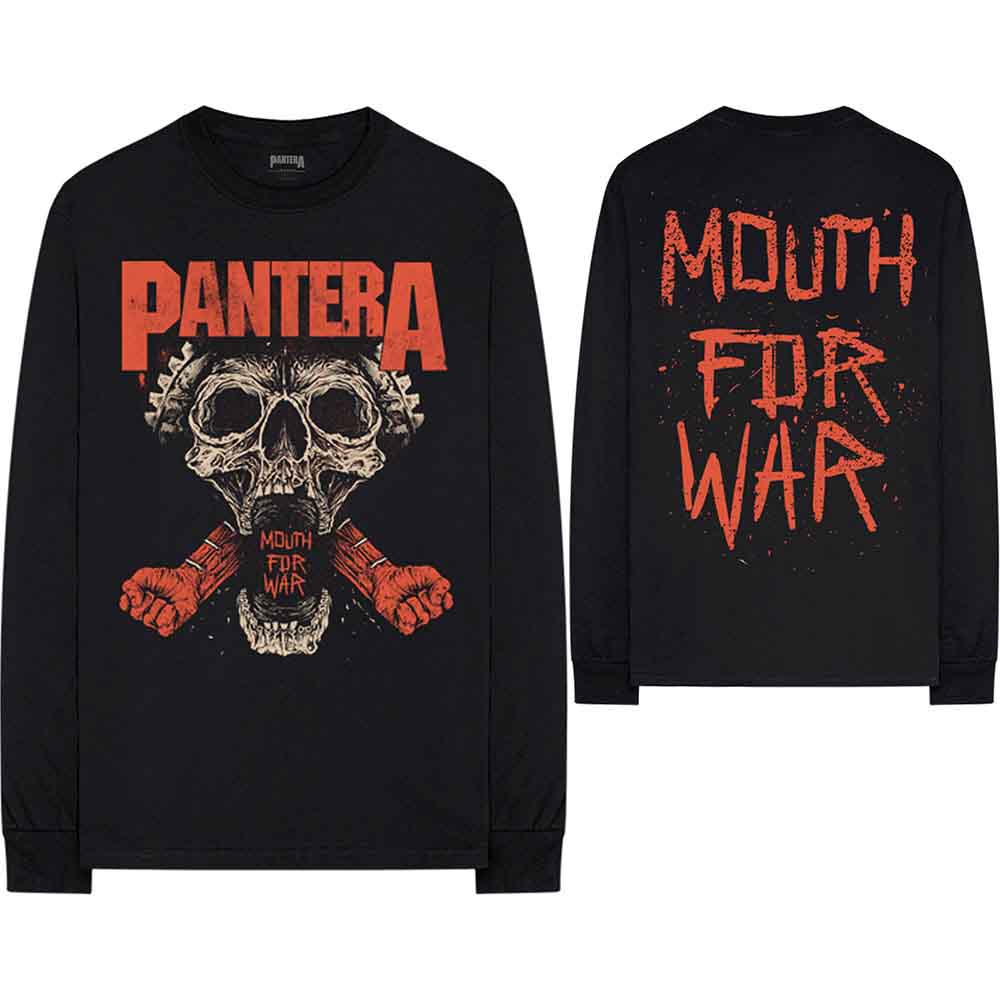 Pantera Unisex Long Sleeved T-Shirt Mouth For War (Back Print) Black (XXL)