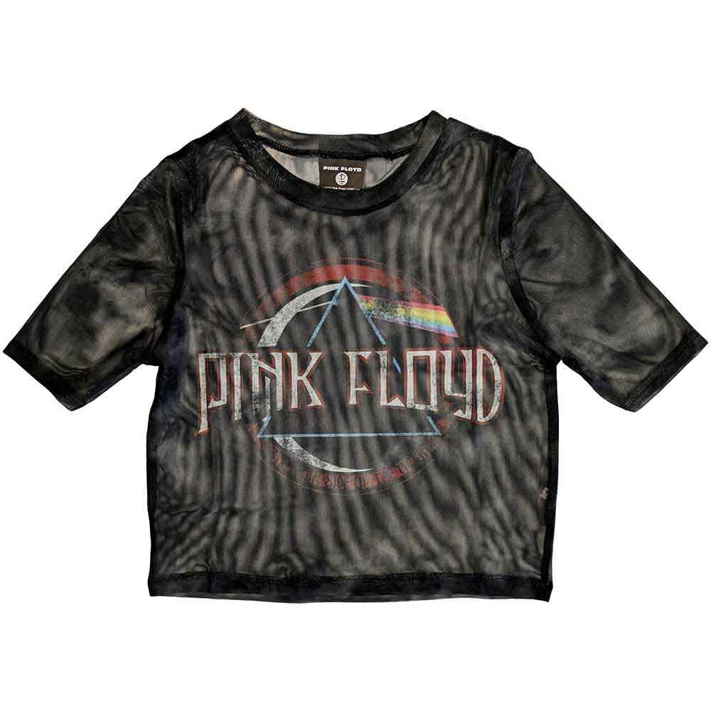 Pink Floyd Ladies Crop Top Vintage Dark Side of the Moon Seal (Mesh) Black (M0
