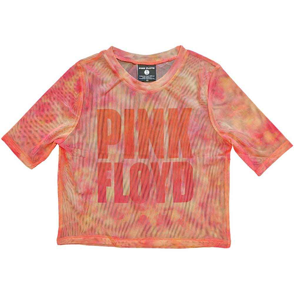 Pink Floyd Ladies Crop Top Stacked Logo (Mesh) Pink (L)