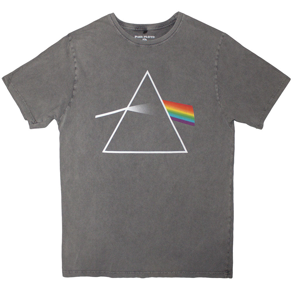 Pink Floyd Unisex Stone Wash T-Shirt Dark Side of the Moon Album Grey (M)