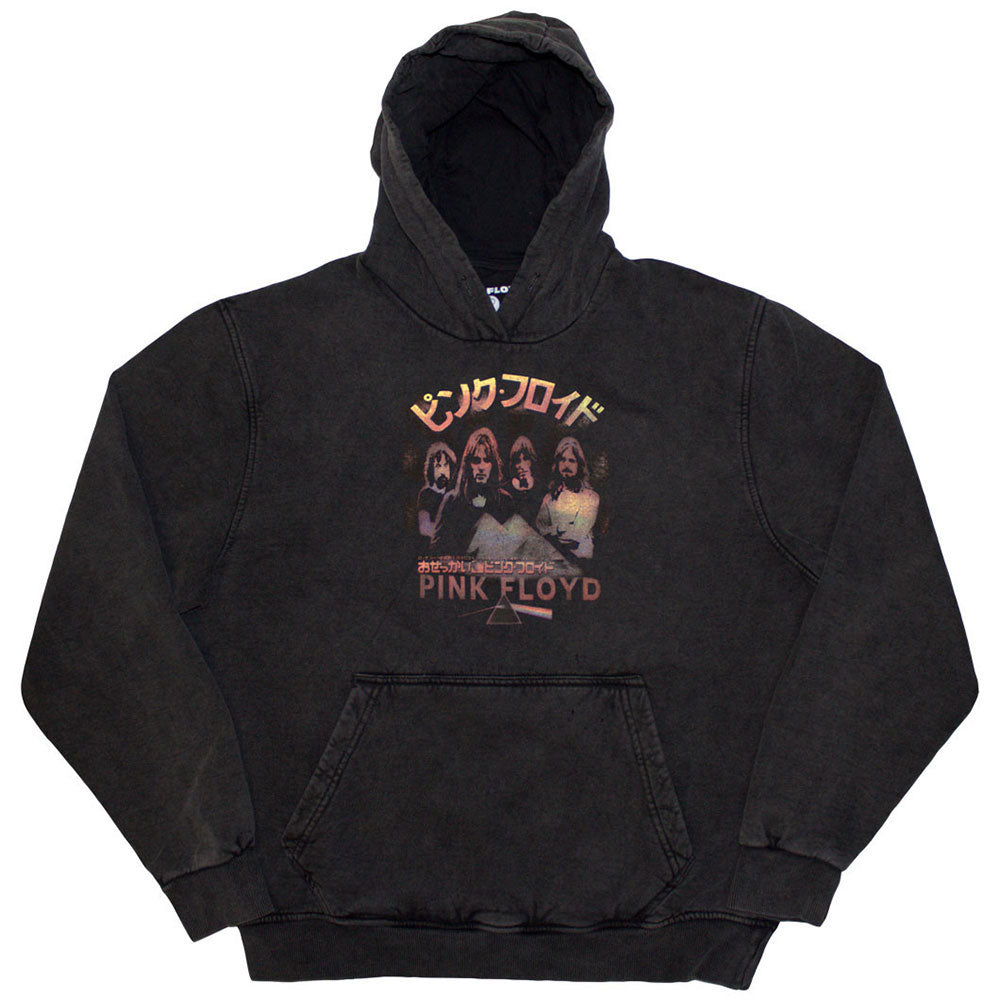 Pink Floyd Unisex Stone Wash Pullover Hoodie Japan Poster Charcoal Grey (S)