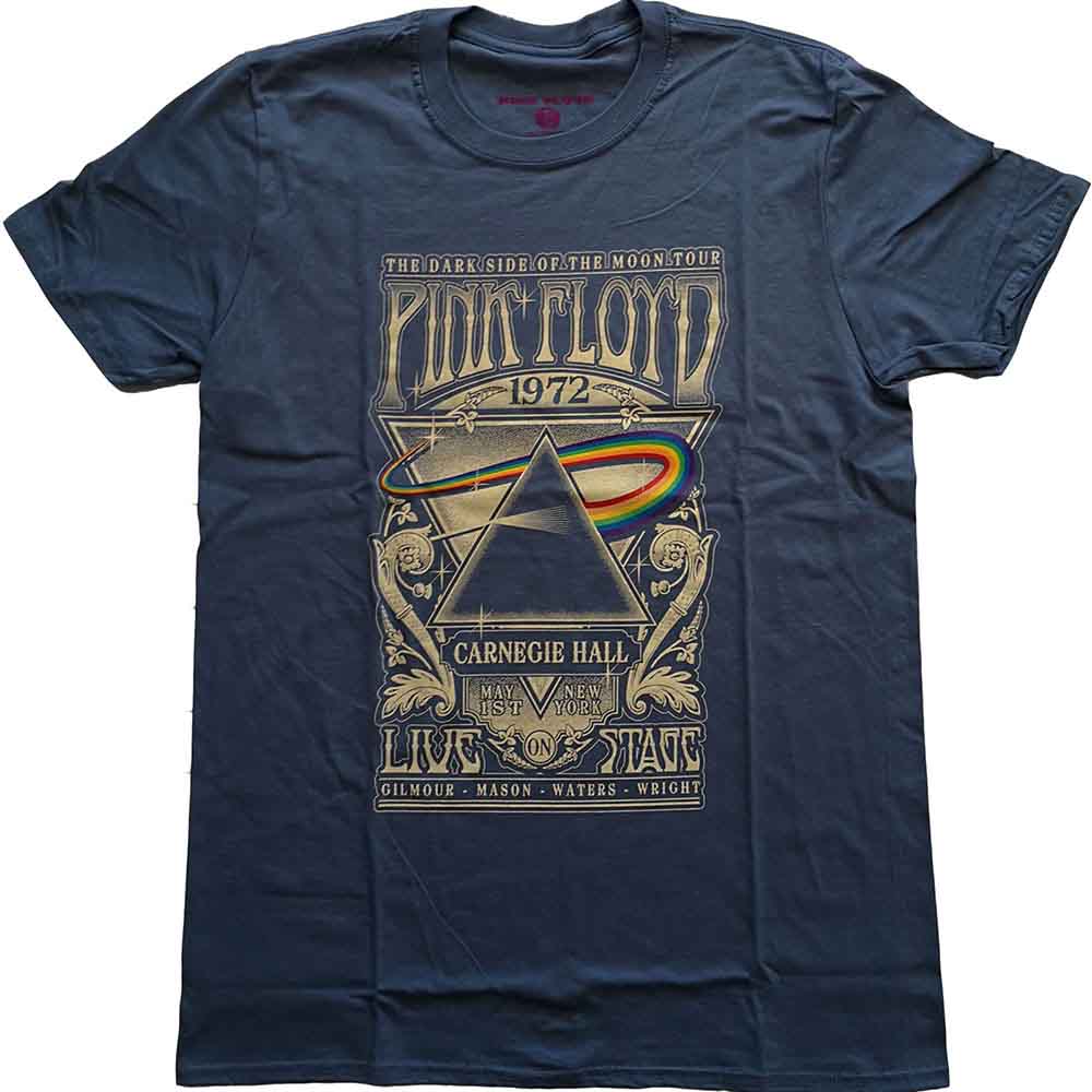 Pink Floyd Ladies T-Shirt Carnegie Hall Poster Blue (XS)
