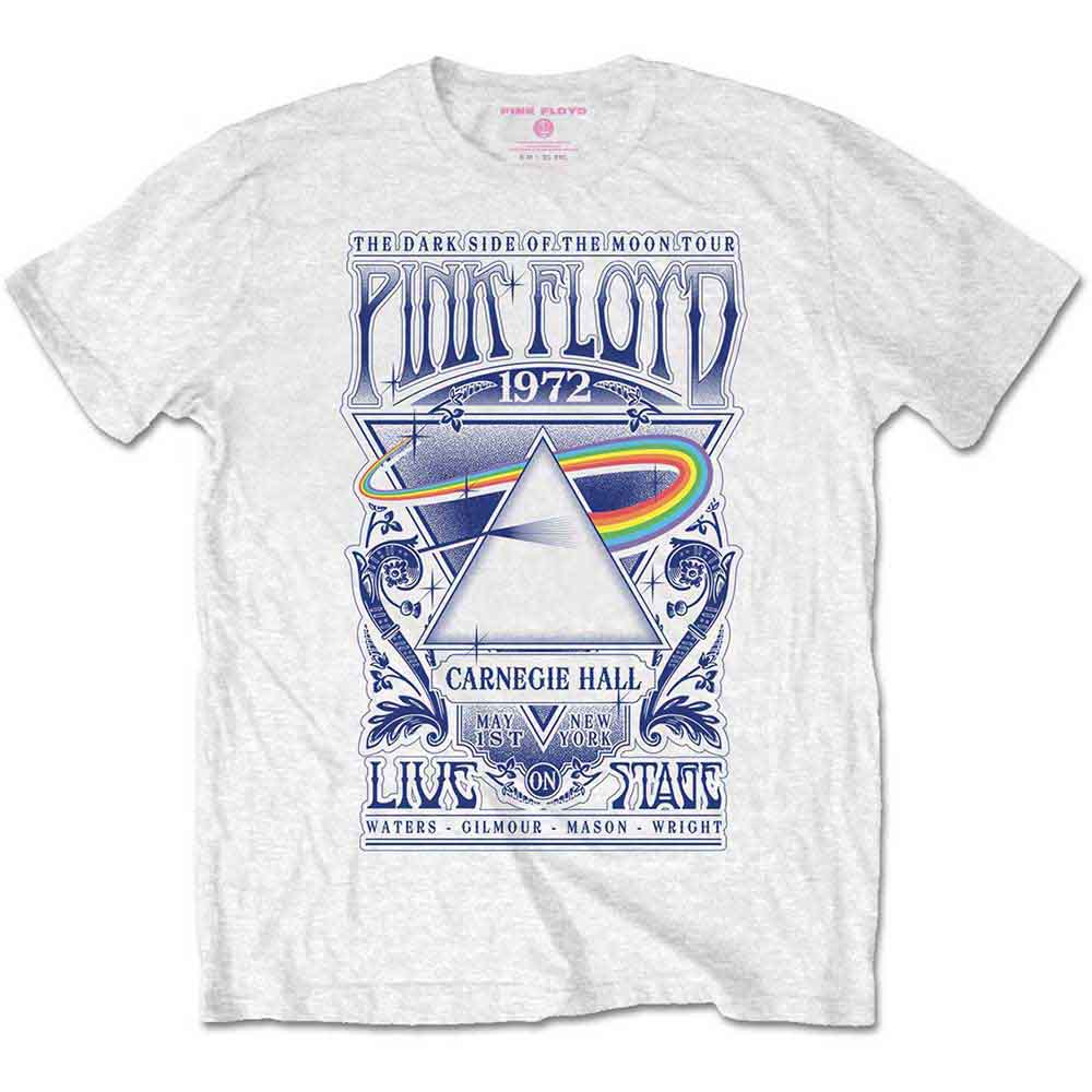 Pink Floyd Kid's T-Shirt Carnegie Hall Poster White Boys (11-12yrs)