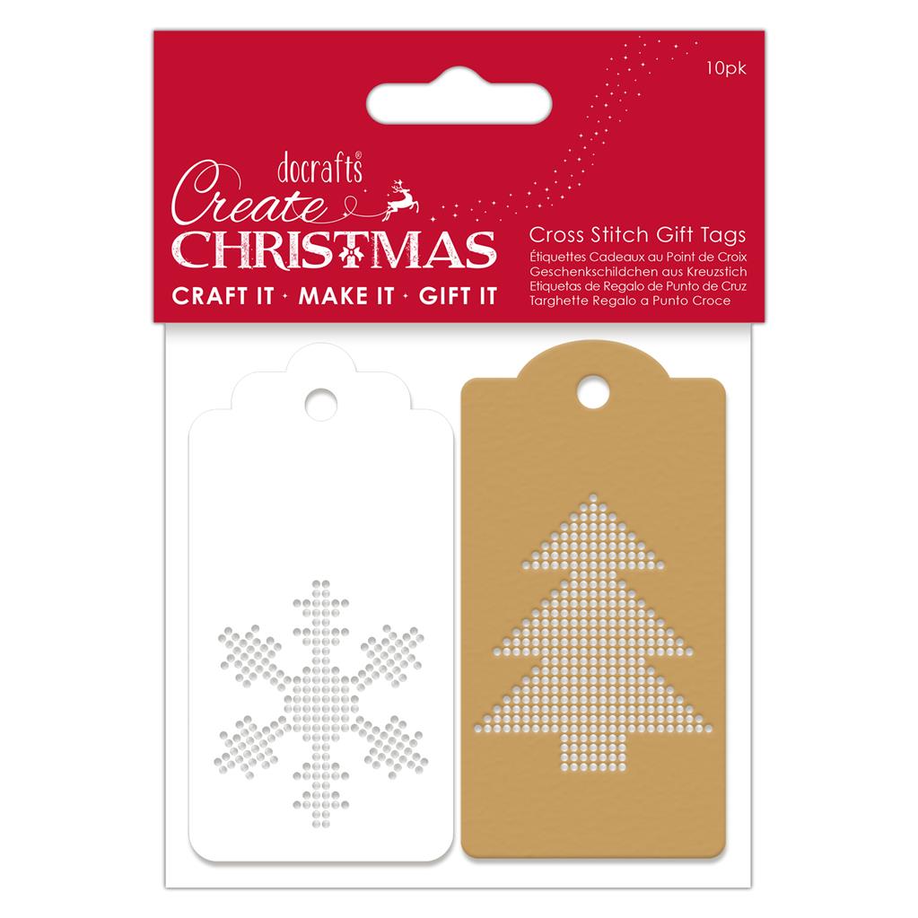 Create Christmas Cross Stich Gift Tags (10pk)