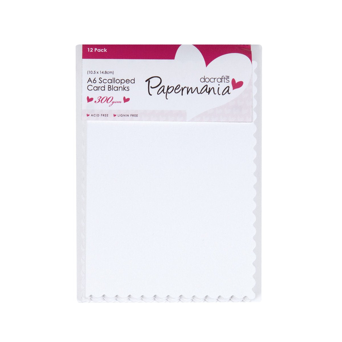 Papermania Cards & Envelopes Scalloped A6 300gsm White (12pk)