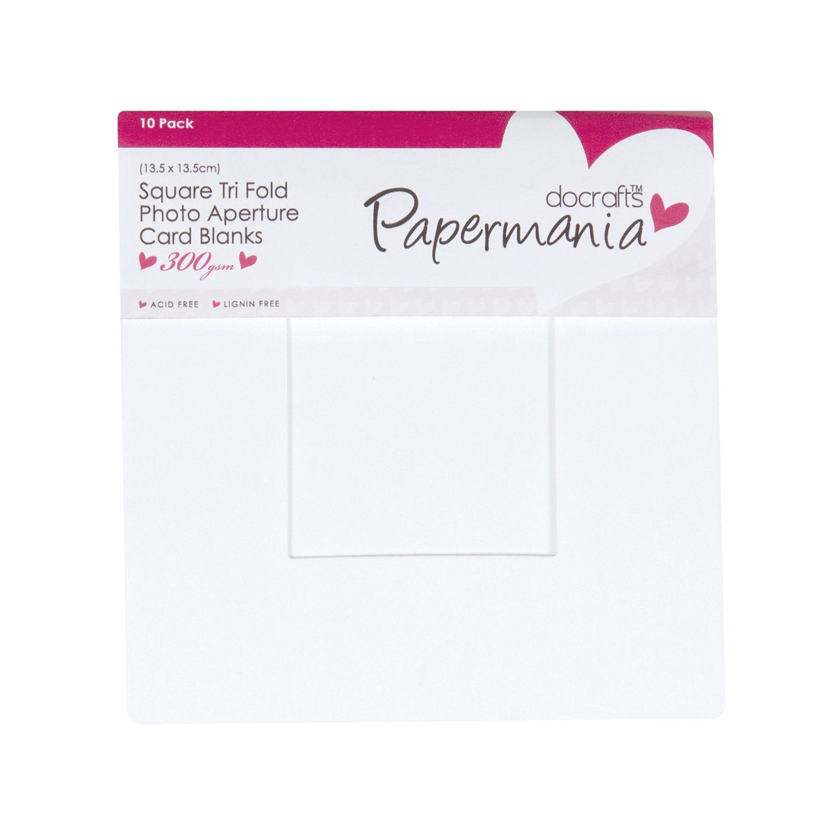Papermania Cards & Envelopes Square Tri Fold Aperture Window 13.5cm x 135cm 300gsm White (10pk)