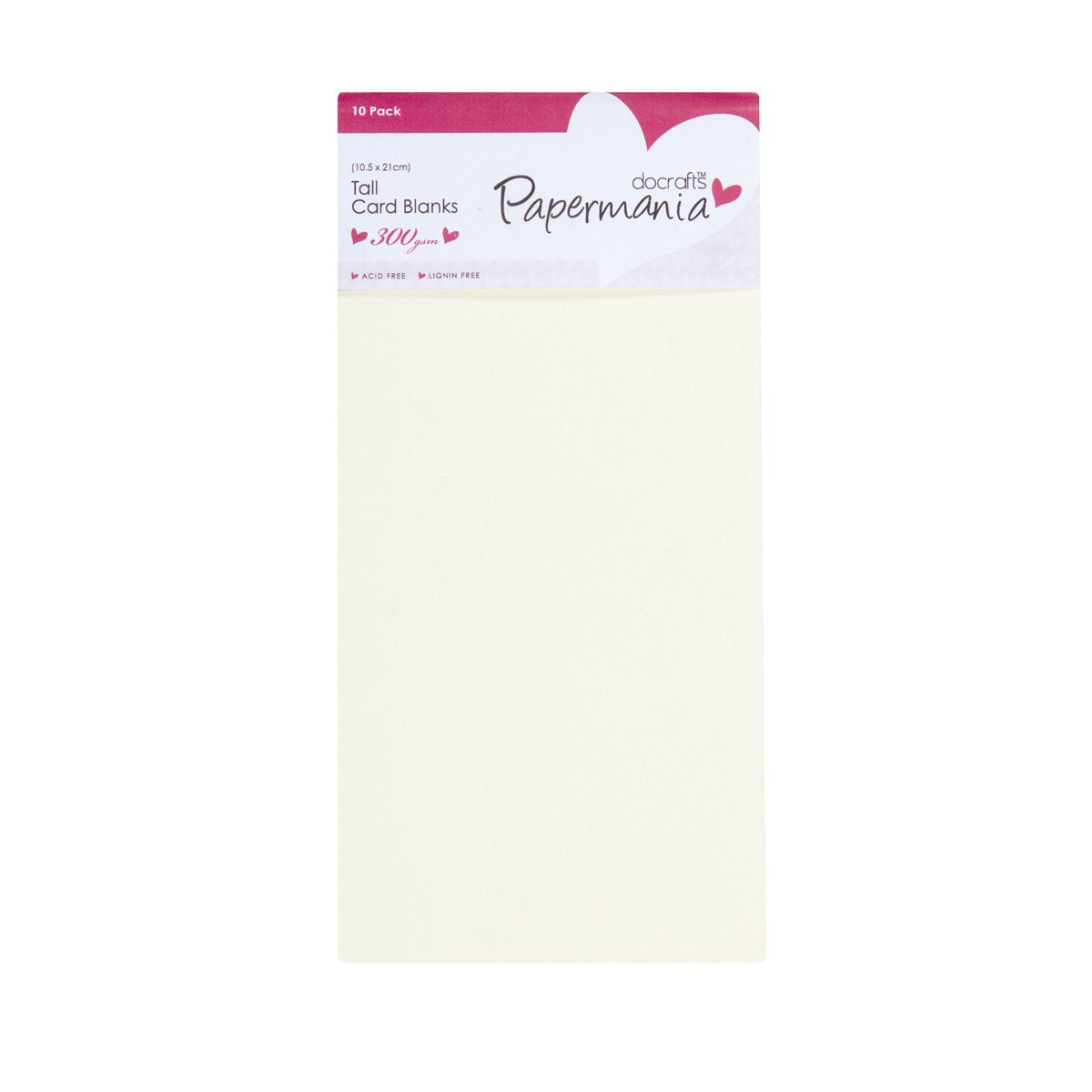 Papermania Cards & Envelopes Tall 21cm x 10.5cm 300gsm Cream (10pk)