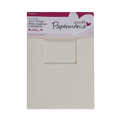 Papermania Cards & Envelopes Tri Fold Aperture Window 5" x 7" 300gsm Cream (10pk)
