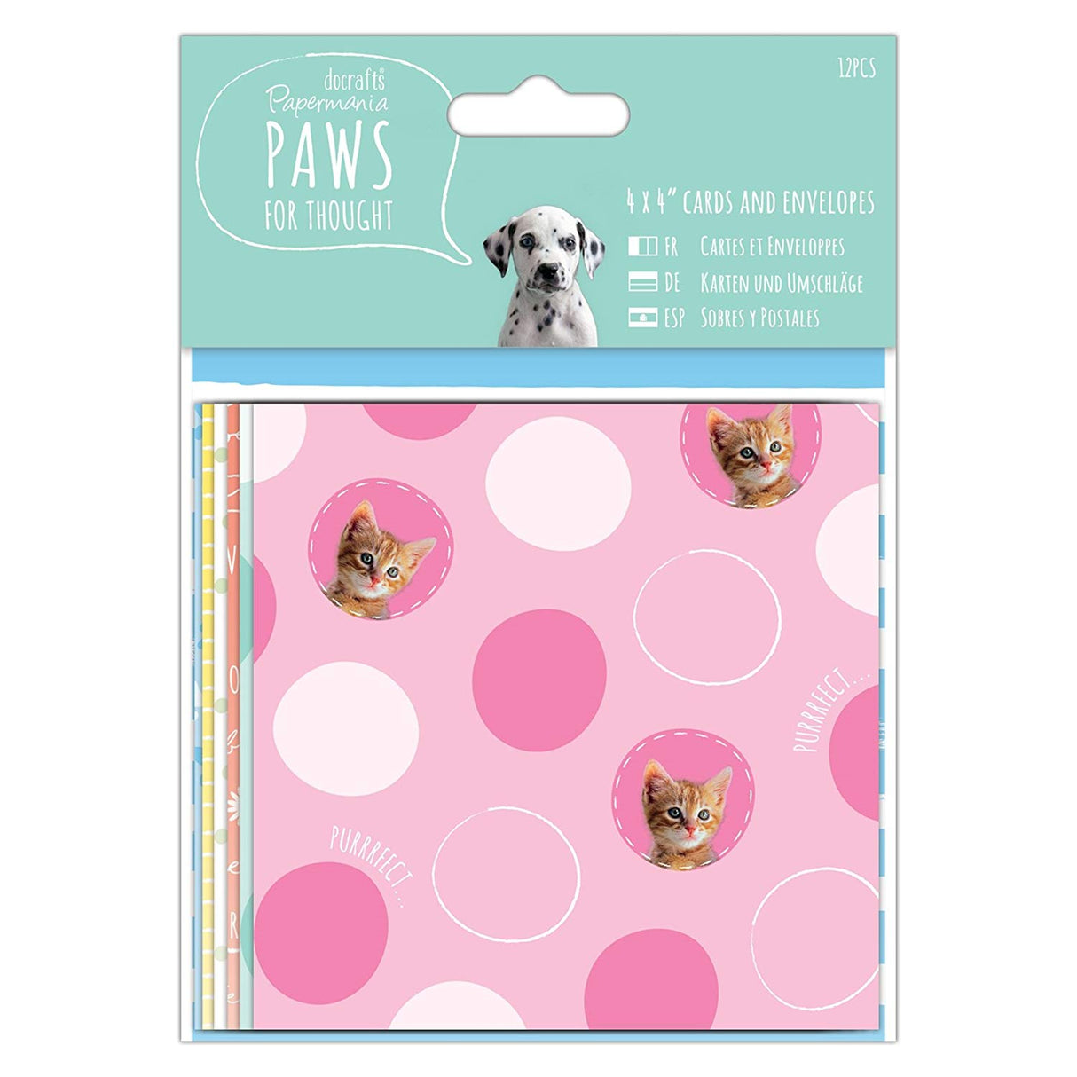 Papermania Cards & Envelopes 4" x 4" Paws for Thought (12pk)