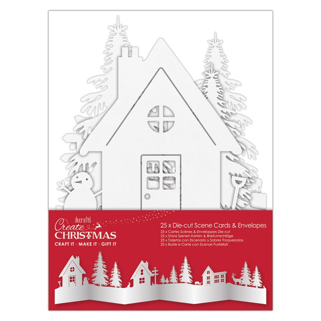 Create Christmas Die-cut Scene Card & Envelope White (25pk)