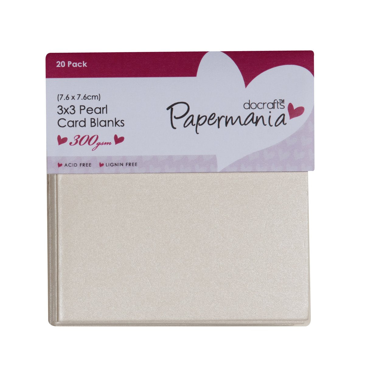 Papermania Cards & Envelopes 3" x 3" 300gsm Pearlised Cream (20pk)