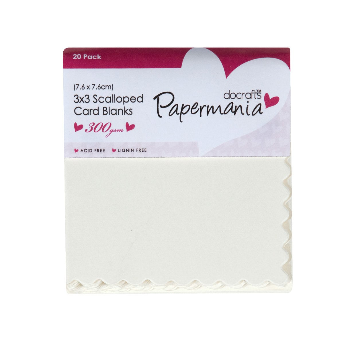 Papermania Cards & Envelopes 3" x 3" Scalloped 300gsm Cream (20pk)