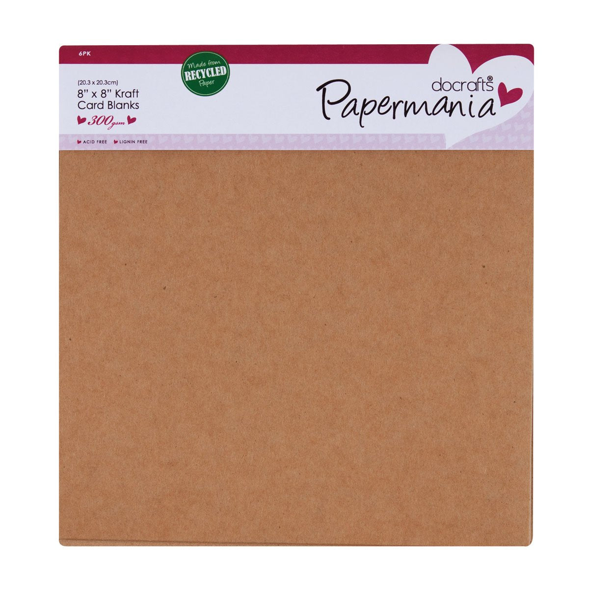 Papermania Cards & Envelopes 8" x 8" 300gsm Recycled Kraft (6pk)