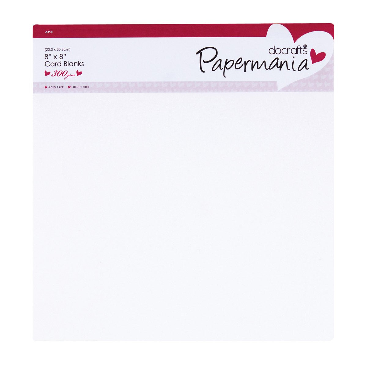 Papermania Cards & Envelopes 8" x 8" 300gsm White (6pk)