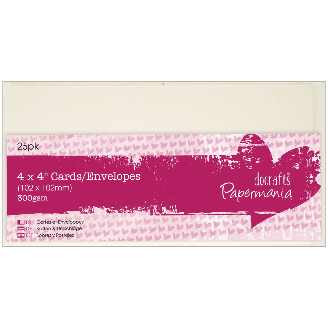Papermania Cards & Envelopes 4" x 4" 300gsm Cream (25pk)