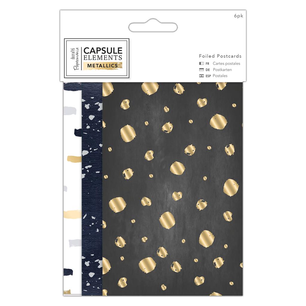 Papermania Capsule Elements Metallics Foiled Wooden Postcards (6pk)